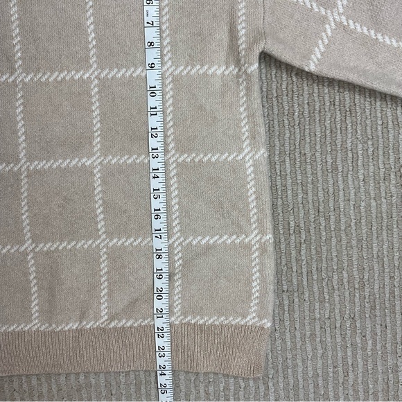 Rachel Zoe Window Pane Mock Neck Long Sleeve  Wool Blend Sweater Size Small - Picture 12 of 12